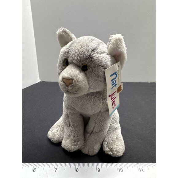 Animalcraft Grey Tabby Cat Beanbag Plush By Nat & Jules - 6" Stuffed Animal Toy - Picture 1 of 9